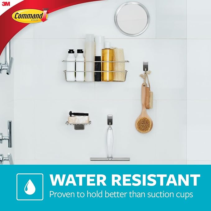 Command Wall and Cabinet Organizer, 1 Organizer, 4 Water-Resistant Strips | For Bathroom Organization, Water Resistant, Damage-Free Hanging with Adhesive Strip, No Tools - Image 6