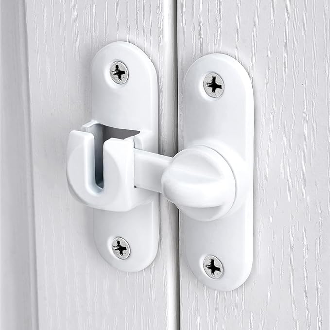White 90/180 Degree Sliding Door Latches,Zinc Alloy Flip Latch | Barn Door Latch,Cabinet Lock,Right Angle Door Lock,for bedroom,cabinet,drawer,Gardens,Wine Cabinet,garage,window,Pet Cage - Image 5