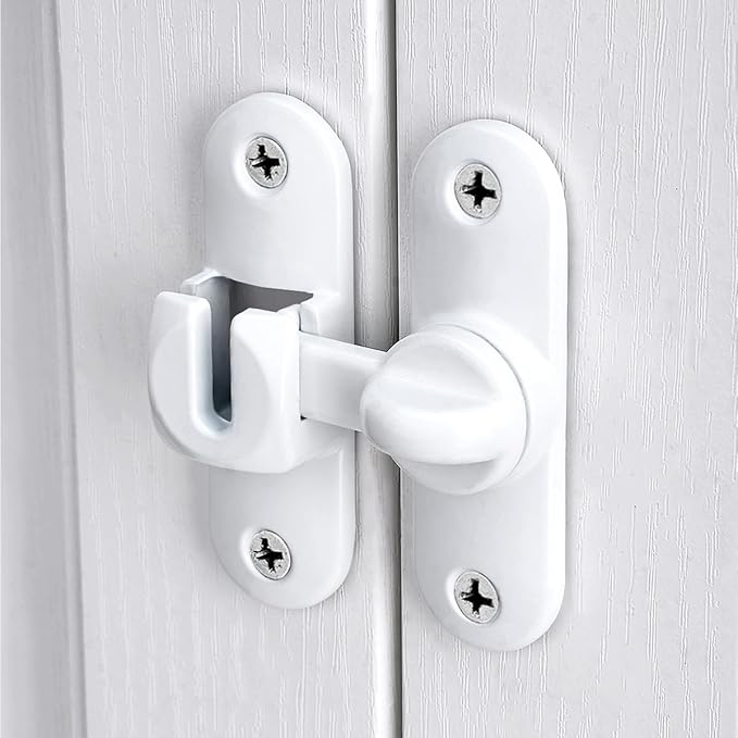 3 Pcs White 90/180 Degree Sliding Door Latches,Zinc Alloy Flip Latch | Barn Door Latch,Cabinet Lock,Right Angle Door Lock,for bedroom,cabinet,drawer,Gardens,Wine Cabinet,garage,window,Pet Cage - Image 5