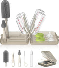 Travel Bottle Brush Set, Foldable Drying Rack, Dispenser | For On-The-Go Parents, 3 Silicone Brushes, Foldable Rack, Dispenser. Drying Slots, BPA-Free. by YOTIME