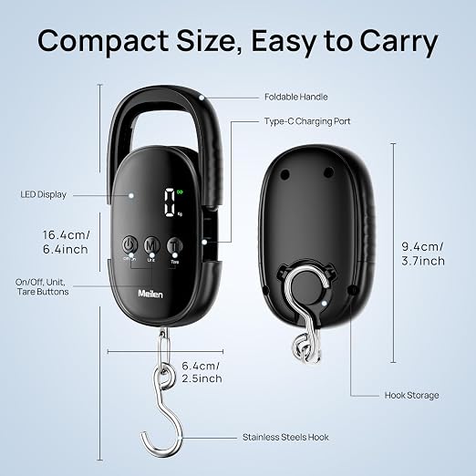 Meilen Luggage Scale，Digital Travel Suitcase Weigh Scale，110lb/50kg | With Portable Hanging, Unit Backlit LED Display, Easy-to-Read Display, Type-C Rechargeable Battery - Image 4