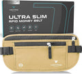 Travel Money Belt & Passport Holder - RFID Blocking Slim Travel Wallet & Fanny Pack for Men and Women - Essential Travel Pouch for Cash, Credit Cards, and Documents (Beige) by VOYTAG