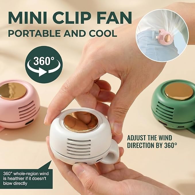 Portable Silent Mini Bladeless Fan Clip On, Small Fan Clip on for Shirt & Waist, Adjustable 3-Speed Suspended Whirlwind Fans, For Outdoor & Travel & Office, Travel Accessories, Gift - Image 6