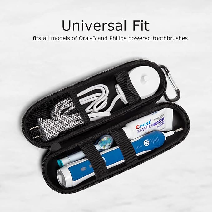 Nincha EVA Electric Toothbrush Case - Durable Hard Shell Travel Case with Mesh Pocket - Fits Most Powered Toothbrush Products (Black) - Image 5