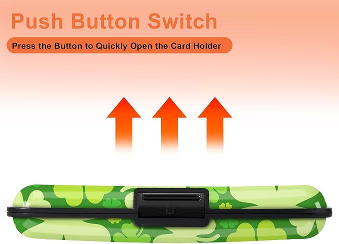 Mayski Credit Card Holder for Women RFID Blocking Wallet, Lucky Clover | Card Wallets for Women Small Mini Business Metal Accordion Aluminum Alloy Hard Case for Men - Image 6