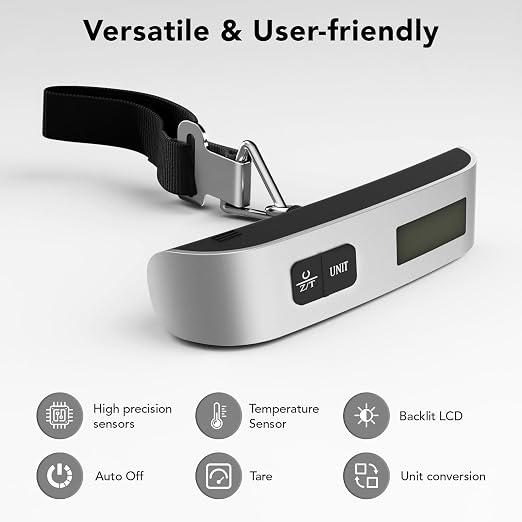MOKUA Portable Digital Luggage Scale, 110lbs Hanging Baggage Scale with Backlit LCD Display, Portable Suitcase Weighing Scale, Travel Luggage Weight Scale with Hook - Image 5