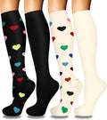 4 Pairs Compression Socks for Women Circulation-Best Support for Nurses,Running,Athletic,Travel by Iseasoo