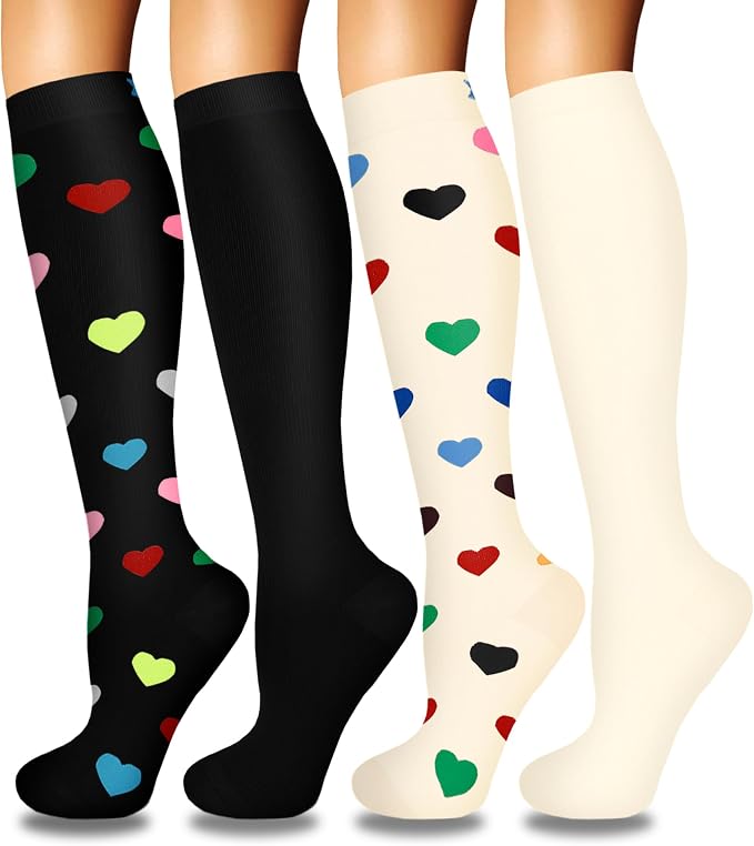 4 Pairs Compression Socks for Women Circulation-Best Support for Nurses,Running,Athletic,Travel by Iseasoo