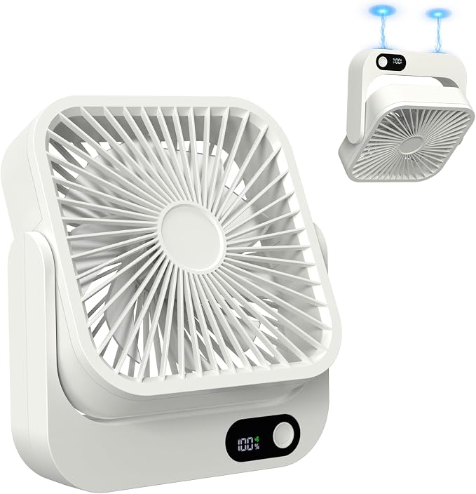 Portable Magnetic Travel Fan, 5000mAh Rechargeable Battery Powered, Mini Personal Travel Fan for Sleeping Attach Magnetically&Desk Use, Essentials for Italy European Travel Plane Hotel by Zaardend