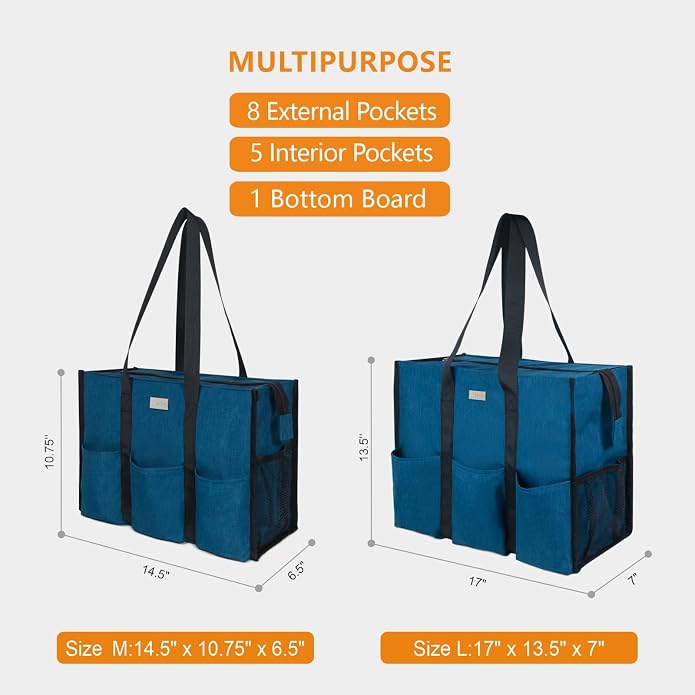 TOPDesign Utility Water Resistant Tote Bag with 13 Pockets, Top Zipper Closure & Thick Bottom Support, for Working Women - Image 2