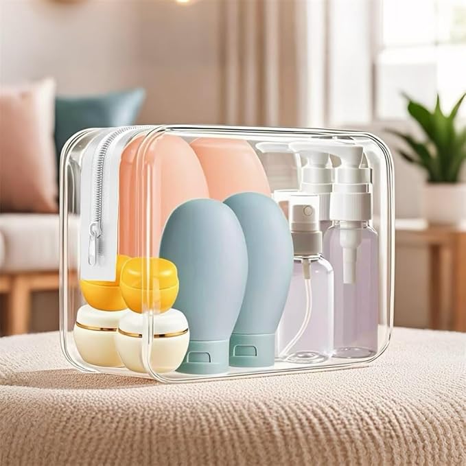 21 PCS Refillable Toiletry Bottles with Toiletry Bag for Travel Containers Empty Squeeze Leakproof Accessories for Toiletries Shampoo Lotion Body Wash (BPA Free) - Image 3