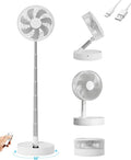 Portable Fan, 31'' Oscillating Standing Floor Fan, 5400mAh Battery Powered Foldable Desk Fan with 4 Speeds＆8H Timer, Personal Floor Fan for Bedroom, Small Travel Fan for Outdoor by KASYDoFF
