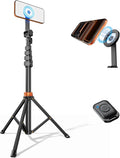 VIMOSE 66" Magnetic Phone Tripod, Tripod for iPhone with Remote & Strong Magnetic Holder for Magsafe, Stable Cell Phone Tripod for Video Recording | Strong Magnetic Holder for Magsafe, Stable Cell Phone Tripod for Video Recording by VIMOSE