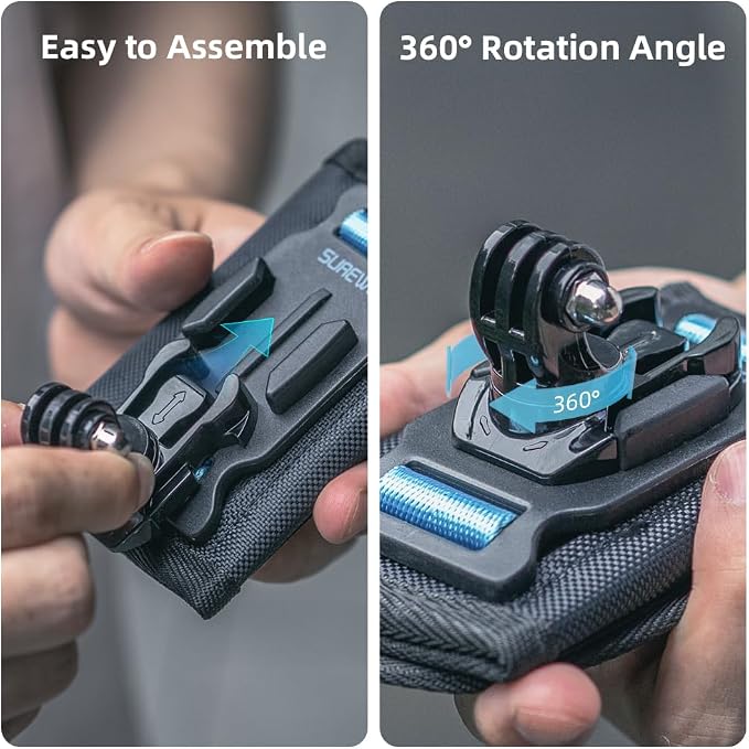 Backpack Shoulder Strap Mount Camera with Adjustable Shoulder Pad and 360 Degree Rotating Base, Bag Belt Holder Clip Compatible with GoPro Hero 13/12/11/9/8, DJI Action 6/5 Pro/4, AKASO and More - Image 2