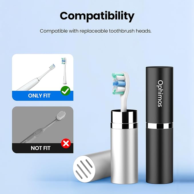 Aluminum Toothbrush Head Case,Metal Toothbrush Protector Cover with Ventilation Holes,Portable Travel Holder for Oral-B Philips Power Toothbrush & More (Silver+Black+Blue+Pink, 4 Pack) - Image 4