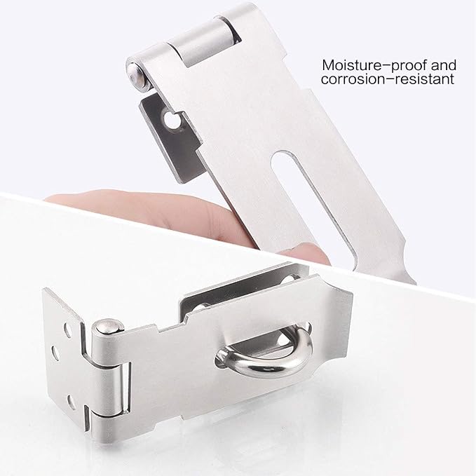 Door Locks Hasp Latch, 3 Inch Stainless Steel Safety Packlock Clasp Hasp Lock Latch, Extra Thick Door Gate Lock Hasp with Screws Brushed Finish 2 Pack - Image 3