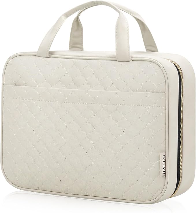 HXLGMD Travel Size Toiletry Bag for Women, Portable Cosmetic Bag with Hanging Hook, Travel Essentials Water-resistant Makeup Organizer for Accessories, Shampoo, Full-size Container, Toiletries by HXLGMD