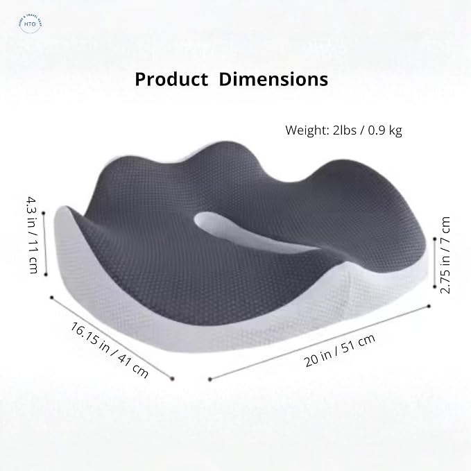 Home & Travel Gear Seat Cushion for Tailbone & Coccyx Comfort — Memory Foam for Office Chair & Car | Non-Slip Base | Ergonomic Cutout Design | Breathable Washable Cover - Image 5