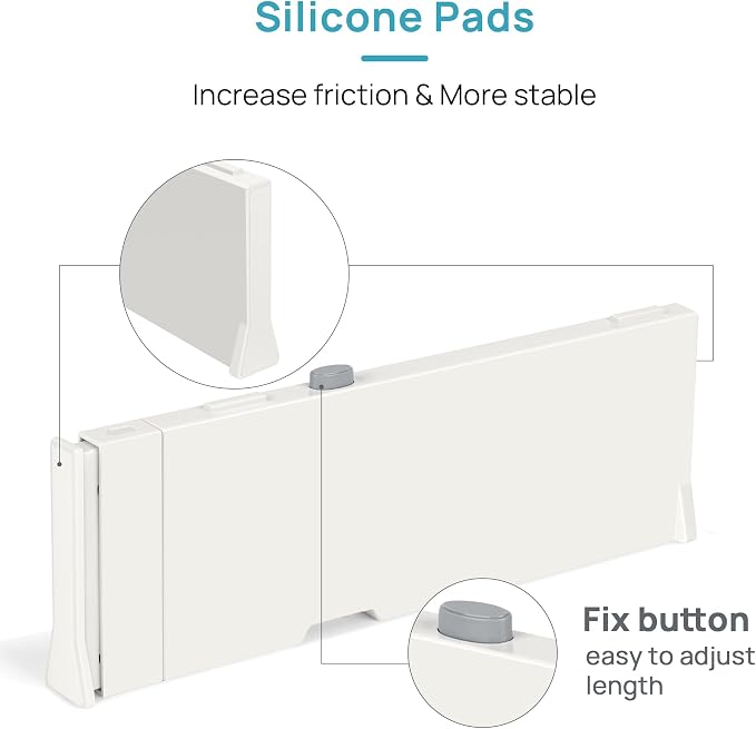 Vtopmart Drawer Dividers for Clothes 8 Pack, Adjustable 4" High Expandable from 11.3"-17" Dresser Drawer Organizer, Plastic Drawers Separators for Dresser, Baby Clothes, Kitchen and Office Storage | Adjustable Drawer Organizer, Dresser Clothes Separato... - Image 9