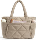 BAGSMART Tote Bag for Women, Puffer Tote Bag with Zipper, Large Quilted Shoulder Bag with Compartments for Travel, Work, Gym by BAGSMART