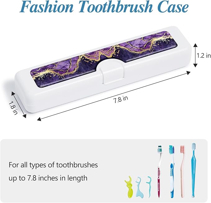 Toothbrush Travel Case - Colorful Pattern, Holder and Covers for Toothbrushes, Includes Tongue Scraper Case - Image 2