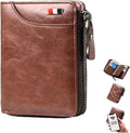 2023 New Multi-Functional RFID Blocking Waterproof Durable PU Leather Wallet, Large Capacity Zipper Wallets for Men Holds 1-14 Cards, Soft Slim Genuine Leather RFID Blocking Wallet Technology (BROWN) by Vdhwter