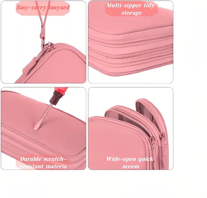 Portable Waterproof Double Layers All-in-One Storage Bag, Travel Cord Organizer，Electronics Accessories Organizer Pouch Bag for Accessories,Charger, USB Cable, Gadget (pink) - Image 5