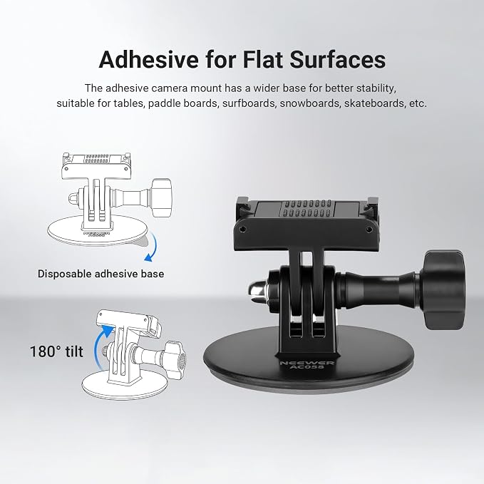 NEEWER AC058 Adhesive Base Mount Kit Compatible with DJI GoPro Cameras | For Osmo Nano/360/Action 6 5 Pro 4 3, Magnetic Quick Release Adapter Stand, Action Camera Accessories for POV Video Recording - Image 6