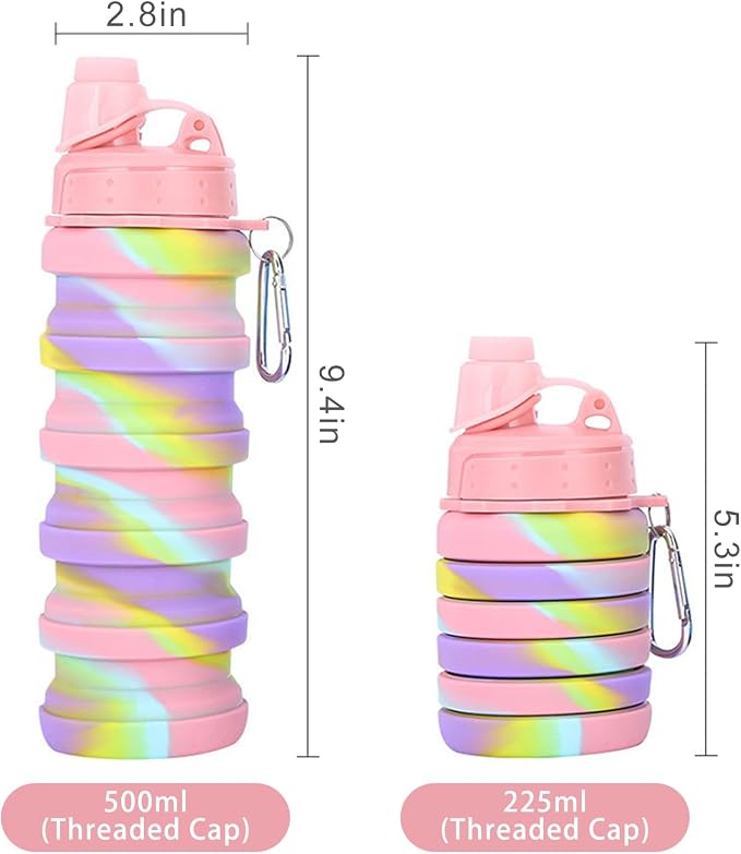 Collapsible Water Bottles Travel water bottle Sports Portable Sport Water Bottle Reusable Water Bottles comes with mountaineering Buckle 500ml silicone Water-proof camping water bottle - Image 3