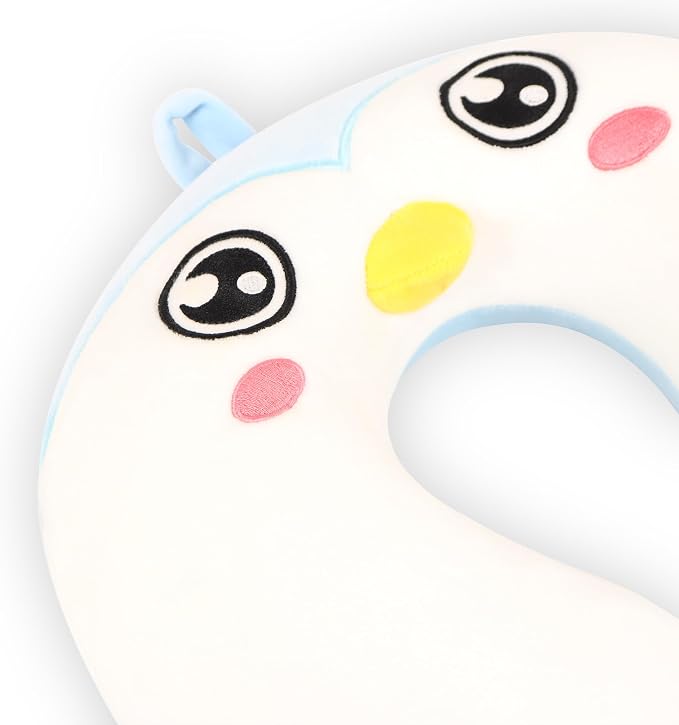 Sexysamba Cartoon Headrest & Neck Pillow for Kids Boys & Girls, Teens, Travel Accessories for Airplane, Car, Recline, Memory Foam Cute Travel Pillow with Sleep Eye Mask - Penguin - Image 6