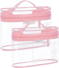 BAGSMART TSA Approved Toiletry Bag, 2 Pack Clear Makeup Cosmetic Bag Organizer, Quart Size Travel Bag for Toiletries, Carry-on Travel Accessories Essentials, Pink-2pcs by BAGSMART