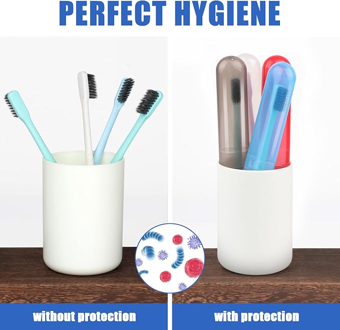 6 Pack Travel Toothbrush Case Breathable Portable Toothbrush Holder Plastic Toothbrush Cover Container for Couples Valentine Gifts, Traveling, Bathroom, School, Home, Business, Camping - Image 5