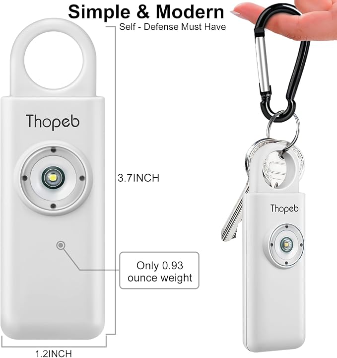 Personal Safety Alarm for Women – Superior Loud Siren & SOS Strobe | Premium Compact & Well-crafted Self Defense Keychain Alarm, College Dorm Essential, Variety of Colors (White) - Image 2