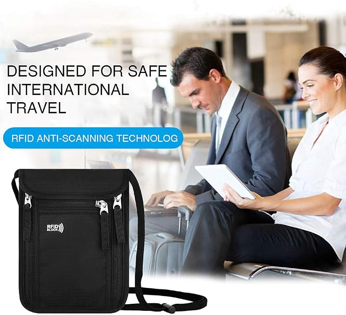 Travel Pouch Neck Wallet Family Passport Holder Organizer Case with RFID Blocking | Family Passport Holder - Image 7