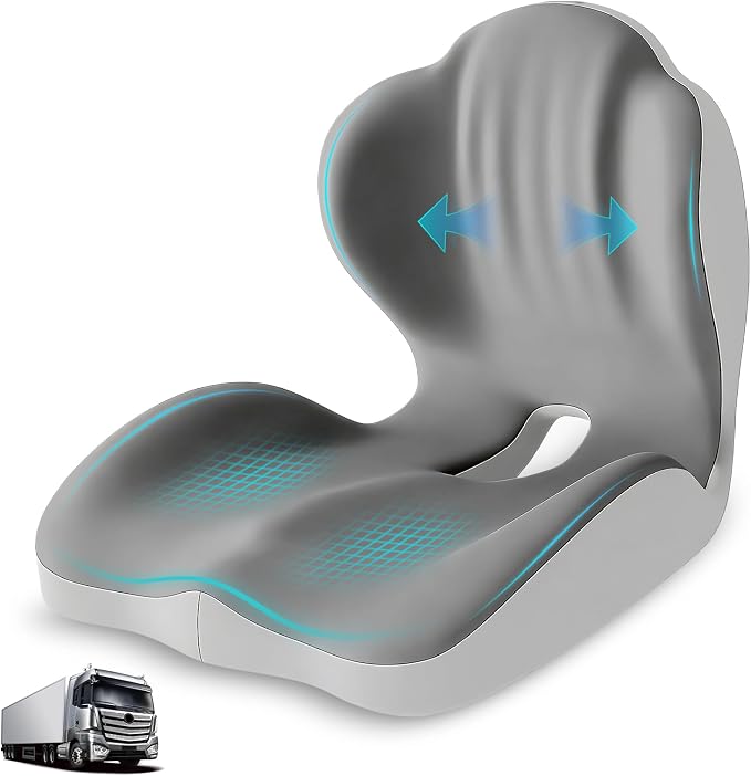 Seat Cushion with Lumbar Support Pillow for Truck Driver, Memory Foam Chair Cushion for Tailbone Pressure Relief & Long Driving, L-Shaped Ergonomic Non-Slip Seat Cushions for Car,Truck,Desk,Chairs by Serdyes