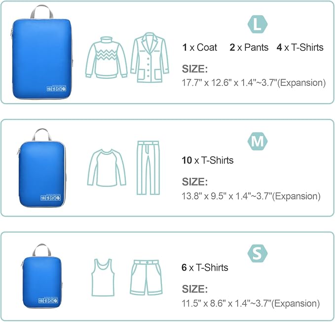 Cambond Compression Packing Cubes for Travel - Luggage Suitcase Organizer | Compression Zip Design for Space-saving, Expandable, Lightweight, Keep Clothes Sorted, Luggage Space Tidy, Carry on Pack Fast - Image 2