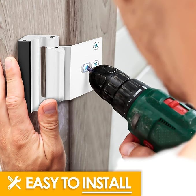Door Lock for Kids Safety Home Security Front Door Reinforcement Lock Latch | Child Proof Door Safety Locks from Inside, Top Flip Latches Lock Withstands 800 lbs for Inward Swinging Doors High Night Lock - Image 5