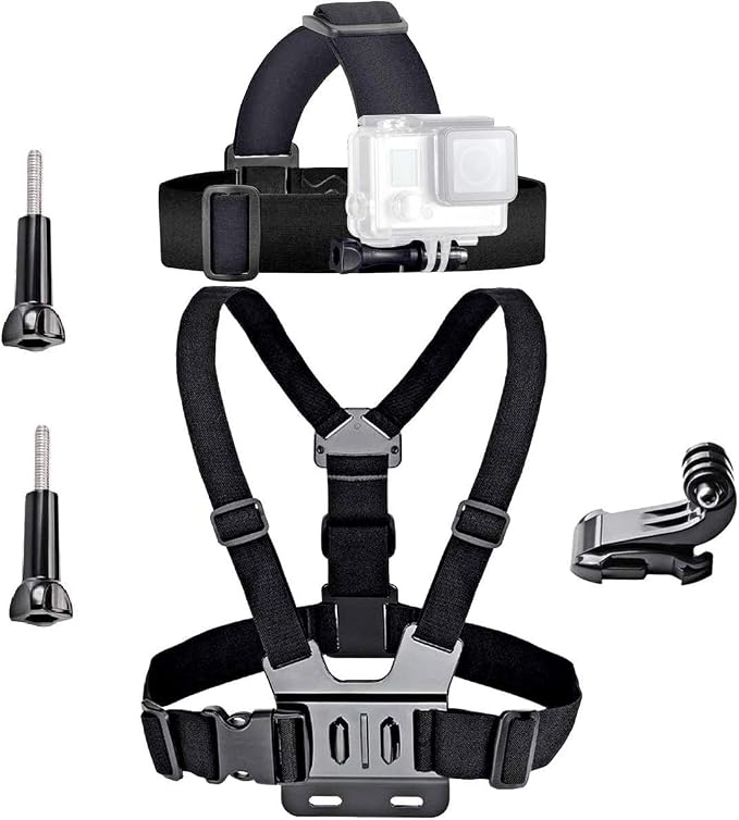 Action Camera Accessories Head Strap Mount Chest Harness | Compatible with AKASO EK7000 Brave 4 Brave 7 LE V50X Native/GoPro HERO 13 12 /VEMONT/Dragon Touch/ODDV/HLS/Apexcam/REMALI by VVHOOY