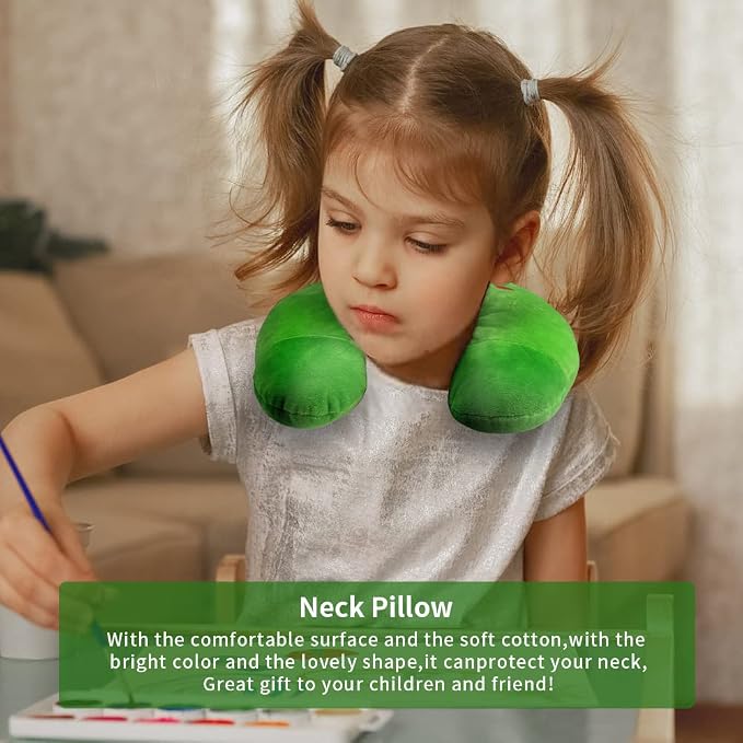 EKDJKK Travel Pillow for Kids, Cute Animal Neck Pillow Support U Shaped Cushion Plush Soft Rest Reading Pillow Sleeping Pillow for Airplane Train Car (Frog) - Image 7