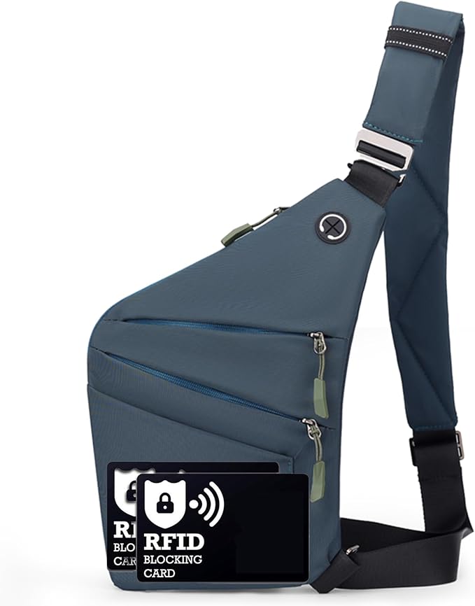 Anti Theft Crossbody Bags for Women Men, Multi-Pocket Shoulder Bag, Slim Sling Bags with 2 RFID Blocking Card by Ibalulu
