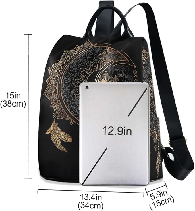 ALAZA Boho Crescent Moon Dreamcatcher Backpack Purse for Women Anti Theft Fashion Back Pack Shoulder Bag - Image 3
