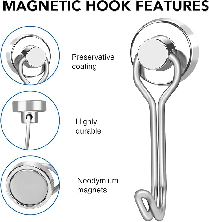LOVIMAG Swivel Magnetic Hooks, 30LBS, Pack of 6 | Cruise Cabin Ship Essentials 2026, Heavy Duty Magnets for Refrigerator, Classroom, Kitchen, Hanging Mug - Image 4