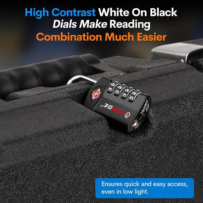 Forge Travel Lock,TSA Approved Luggage Locks for Air Travel, Gym Lockers, School Lockers, Pelican Cases, Gun Case, Easy Read Dials, Durable Alloy Body - Image 6