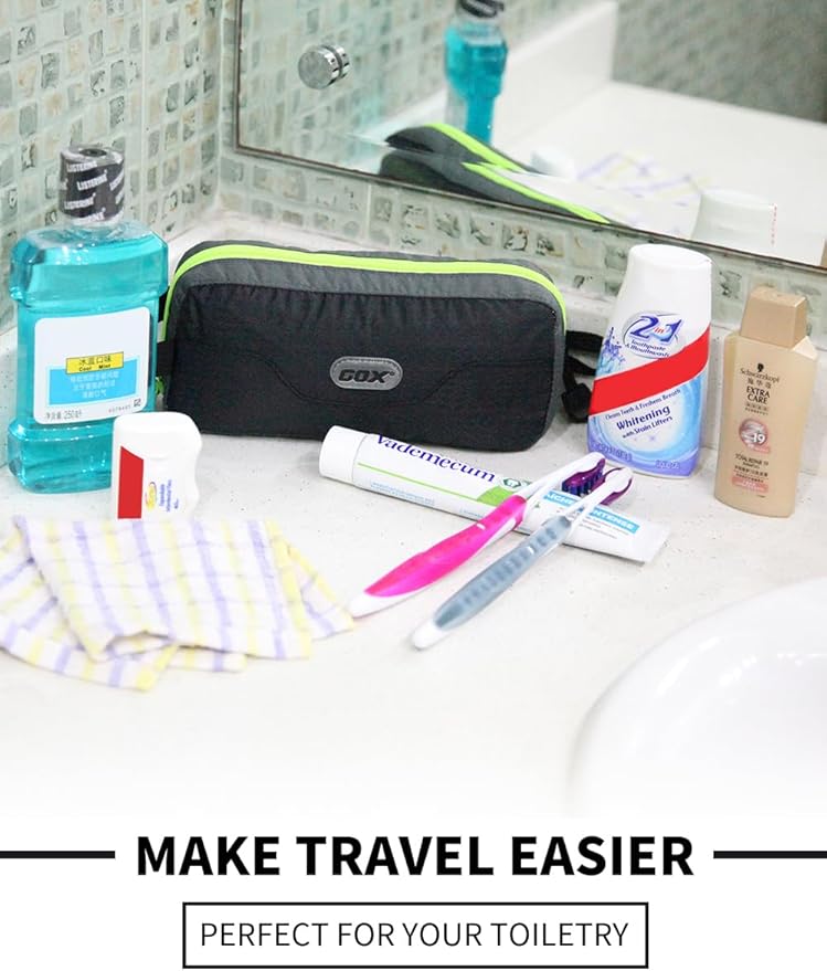 GOX Travel Small Toiletry Bag for Men Nylon Dopp Kit Medicine Bag Travel Organizer Pouch Shave Kits for Teens Toiletry Essentials Bathroom Compact (Black, 7.9 * 3.7 * 2 Inches) - Image 5