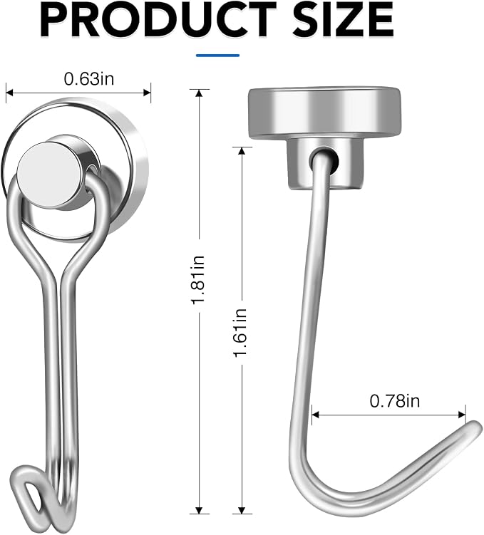 LOVIMAG Swivel Magnetic Hooks, 30LBS, Pack of 6 | Cruise Cabin Ship Essentials 2026, Heavy Duty Magnets for Refrigerator, Classroom, Kitchen, Hanging Mug - Image 2
