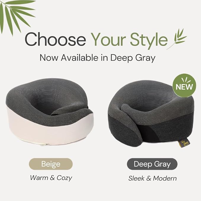 Travel Neck Pillow for Airplanes, Bamboo Charcoal Memory Foam | 360° Chin Support, Neck Pillow for Long Flights, Removable & Washable Cover, Travel Kit Included, 2 Color - Image 8