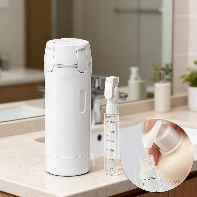 4-in-1 Travel Dispenser Bottle, 4 Pump Travel Bottle Set with 4 Wide-Mouth Funnels for Shampoo, Lotion, Conditioner, and Cream, Refillable，4 Pack 40ml - Image 3
