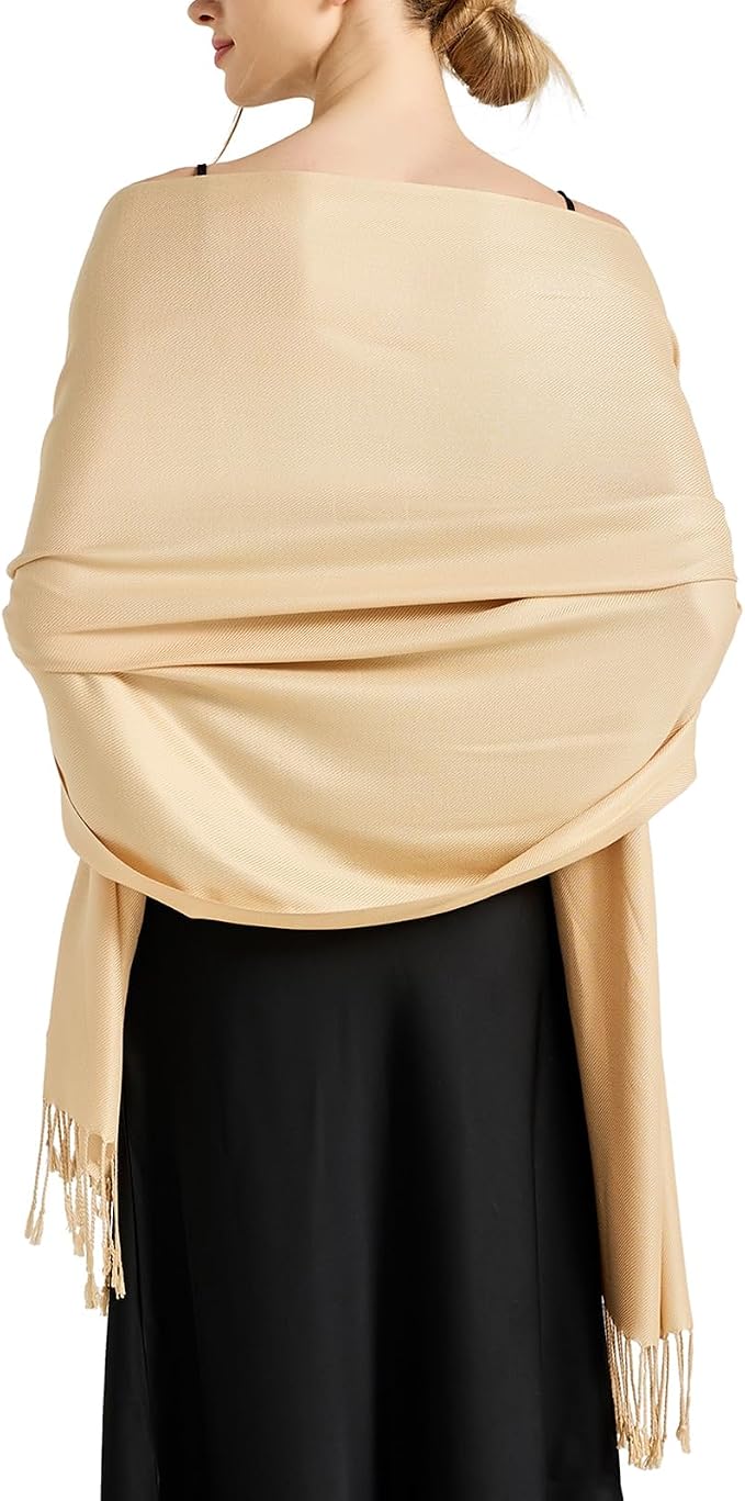 Soft Silky Pashmina Shawl Wraps Solid Colors Scarf for Wedding Evening Dresses by Ronfoxi