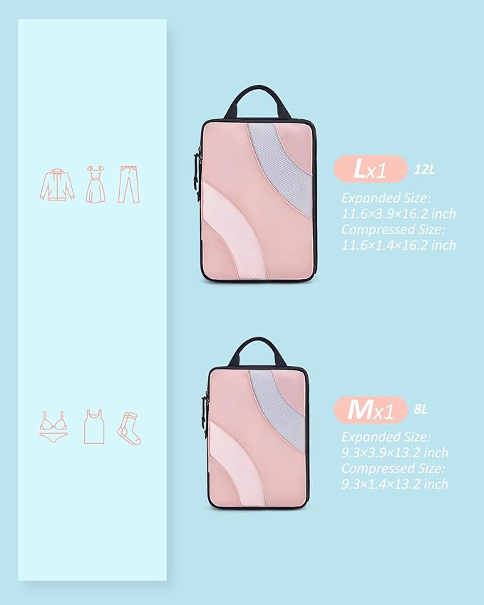 BAGSMART Compression Packing Cubes for Travel | Lightweight suitcase organizers bag set, space-saving double zipper expansion for carry-on luggage & travel organization - Image 2