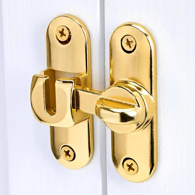 2 Pcs Gold 90/180 Degree Sliding Door Latches,Zinc Alloy Flip Latch | Barn Door Latch,Cabinet Lock,Right Angle Door Lock,for bedroom,cabinet,drawer,Gardens,Wine Cabinet,garage,window,Pet Cage - Image 5